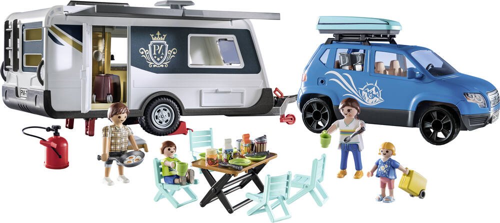 Playmobil 71423 Famille avec Voiture et Caravane - Family Fun