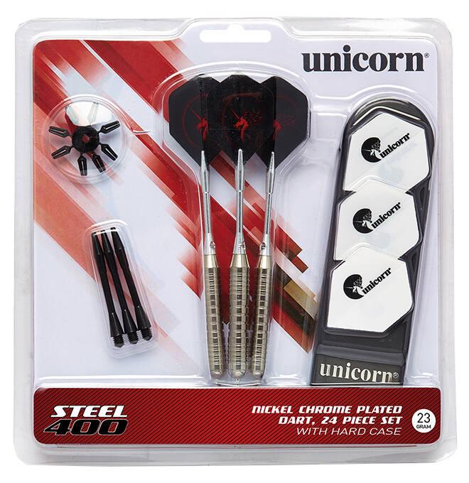 Jeu De 3 Fléchettes Professionnelles Pointe Acier - Tiges Aluminium, Ailettes Et Accessoires Pour Intérieur Et Extérieur