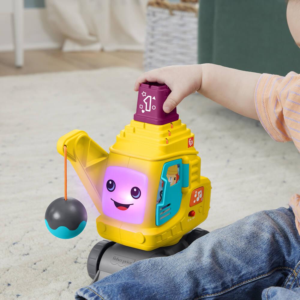 Fisher-Price La Calculo’Grue – Jeu Construction Pousser Avec Blocs, Boule Démolition, Sons Et Lumières – 50 Sons – Dès 9 Mois – 3 Langues