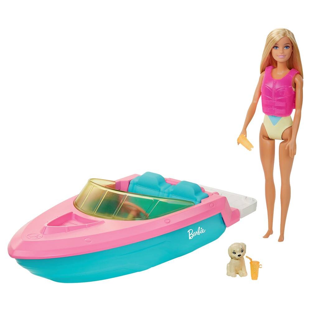 Coffret barbie bateau et jeep + 2 poupées - Barbie