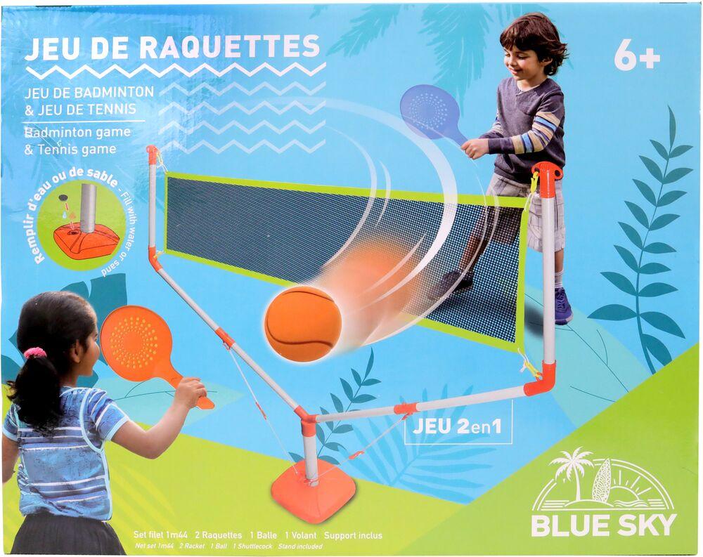 Outtec Kit Badminton 2 En 1 Complet : Filet 3m + 2 Raquettes + 2 Volants – Idéal Jardin, Plage, Camping Pour 2 Joueurs