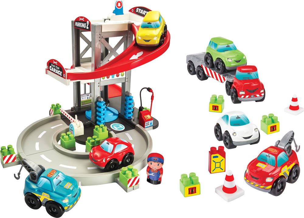 Abrick -pack garage et vehicules, jouets 1er age
