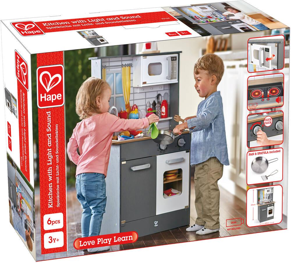 Cuisine Interactive En Bois HAPE – Jouet éducatif Dès 3 Ans Avec Sons, Lumières, Accessoires, Motricité, Vocabulaire, Cadeau Fille Garçon Dinette