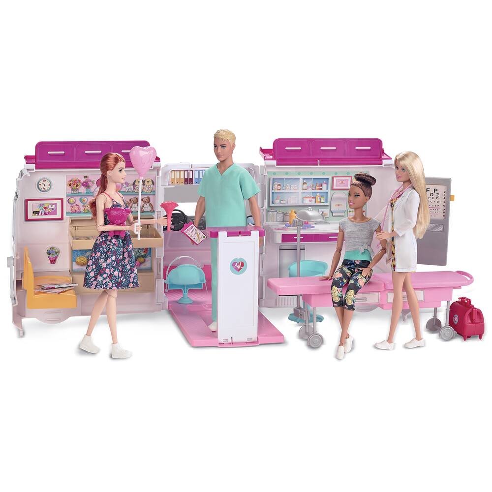 Barbie Career - Coffret ambulance et clinique avec sons et lumière - Poupées