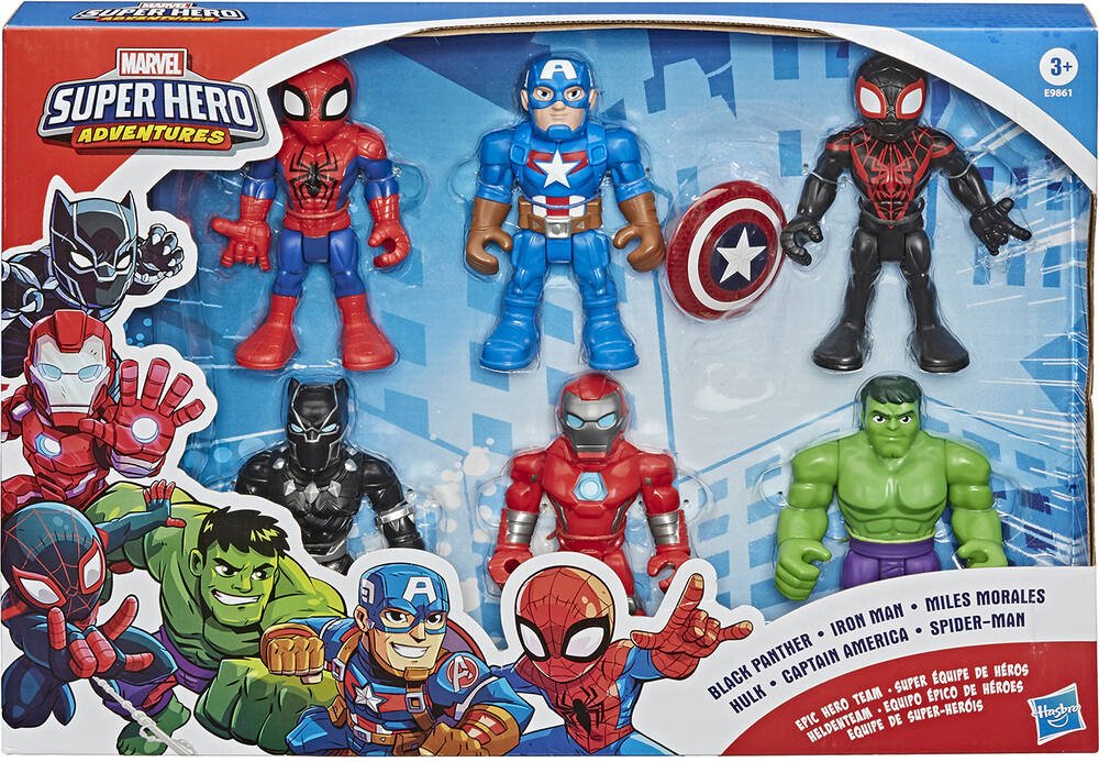 Pack de 6 figurines marvel playskool heroes super hero adventures, figurines