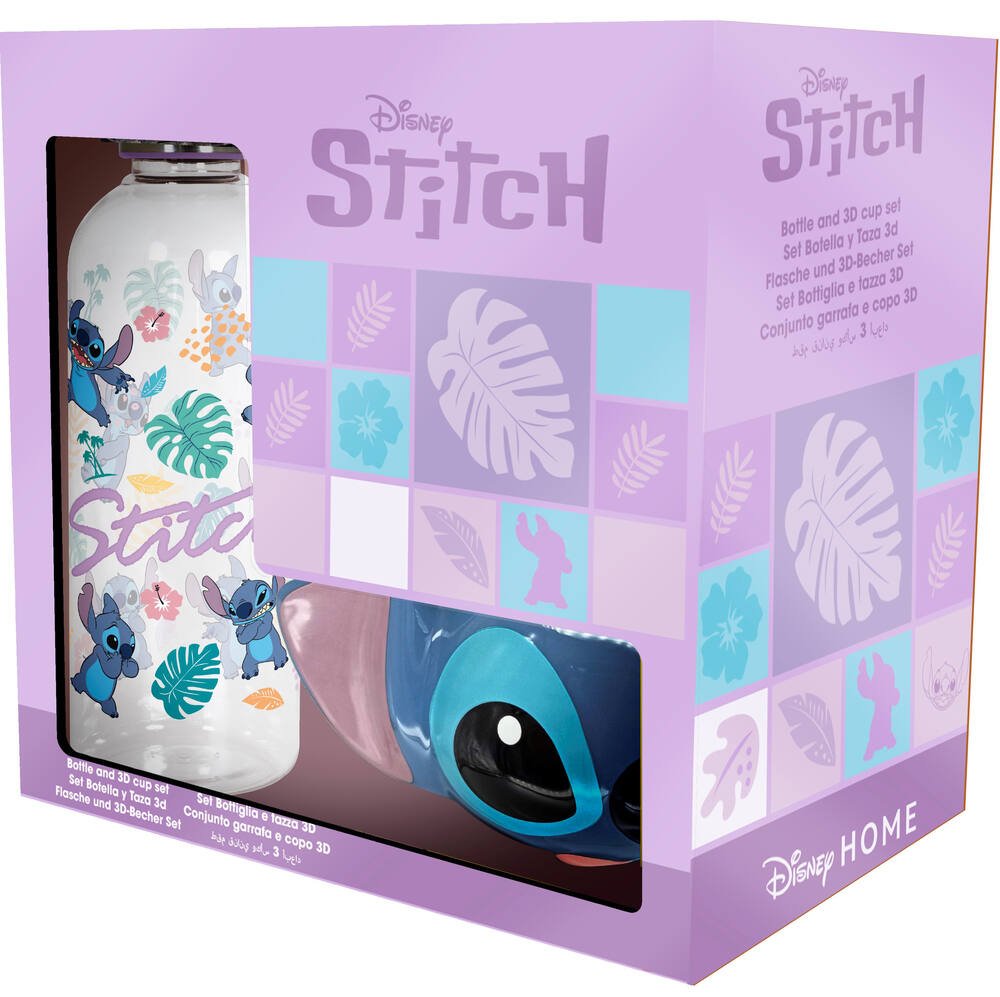 Disney stitch - coffret mug 3d et bouteille 850 ml