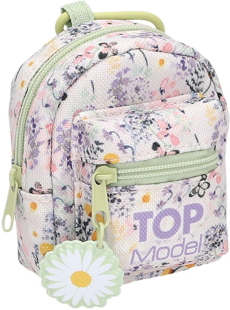 Depesche TOPModel Summer Feeling – Sac à Dos Trolley Scolaire Fille – Rose & Vert – Motif Mannequin & Fleurs – Roulettes & Poignée Télescopique