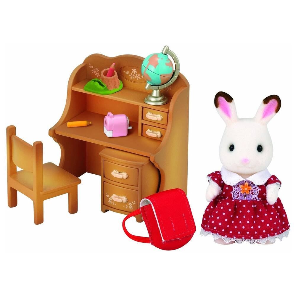 Bureau fillette lapin - sylvanian meubles et accessoires, figurines