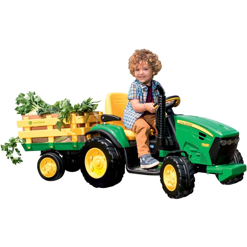 Tracteur 1 place avec remorque 12 volts Peg Perego - John Deere Ground  Force - Véhicule électrique pour enfant - Achat & prix