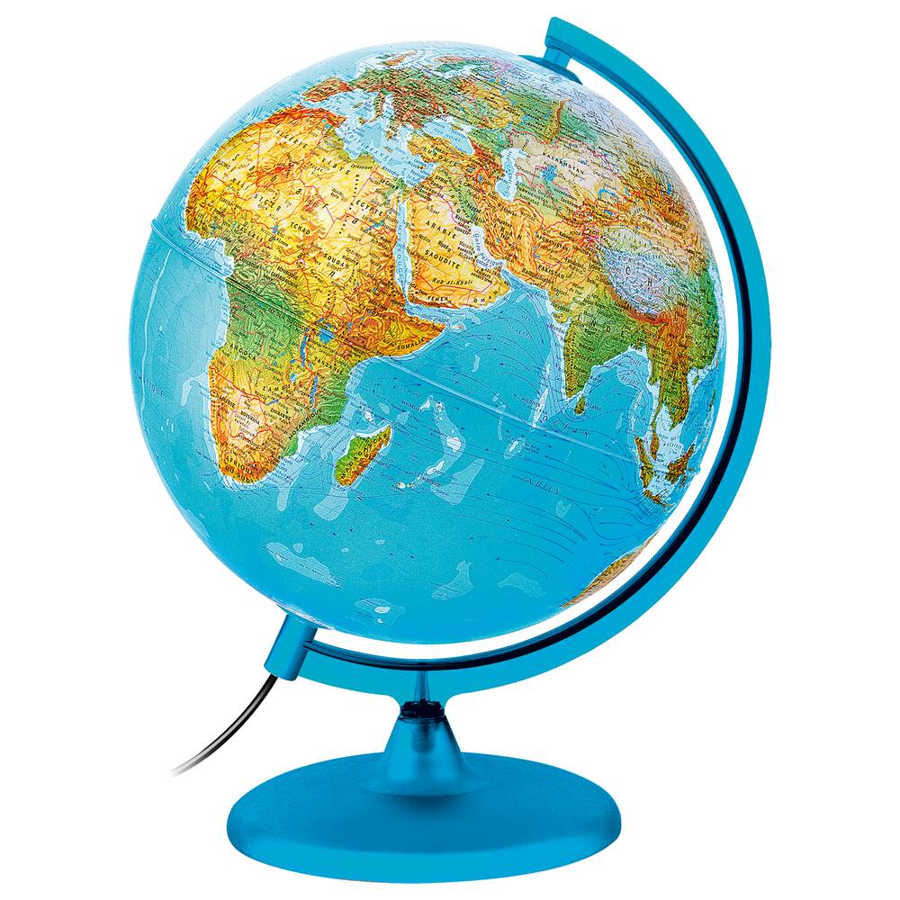 Globe lumineux 25 cm deux modes : géographique et politique