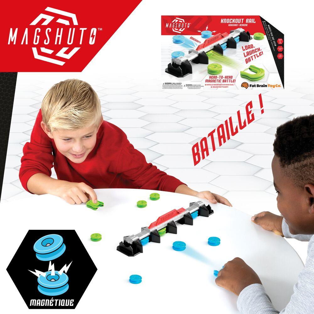 Fat Brain Toys Magshuto Mag Battle Rail - Jeu De Duel Magnétique à 2 Joueurs, Avec Lanceurs, Stratégie, Adresse Et Réflexes, Idéal Pour Enfants Et Famille, Dès 3 Ans