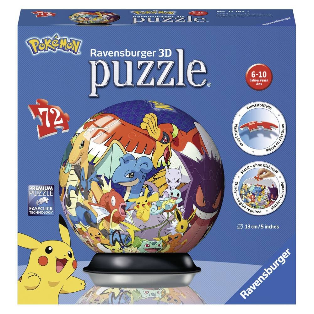 Puzzle 3d rond 72 pieces pokemon, puzzle