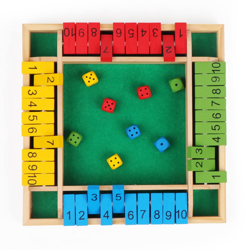 Acheter Ramidos Jeu de dés en bois Shut The Box, jeu de société classique  pour 4 joueurs, jeu de mathématiques pour enfants et adultes avec 8 dés
