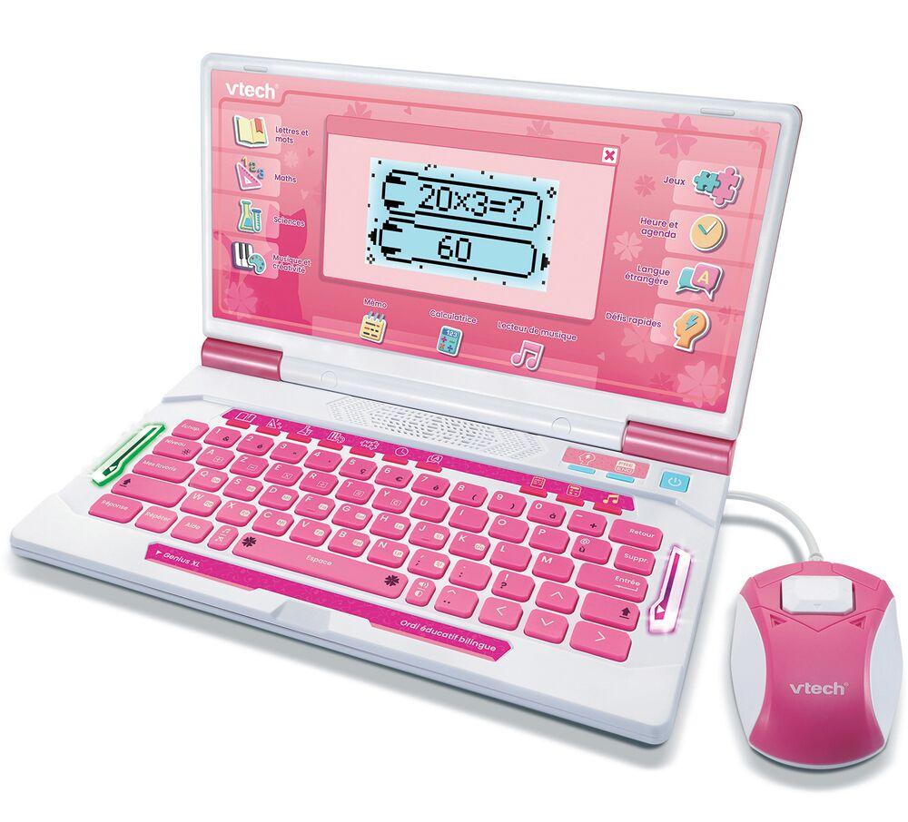 RIZGHWOY – Ordinateur Portable éducatif Pour Enfants – 2 Chansons, 11 Effets Sonores, Niveaux Progressifs – Souris Rétractable – Dès 3 Ans – Violet