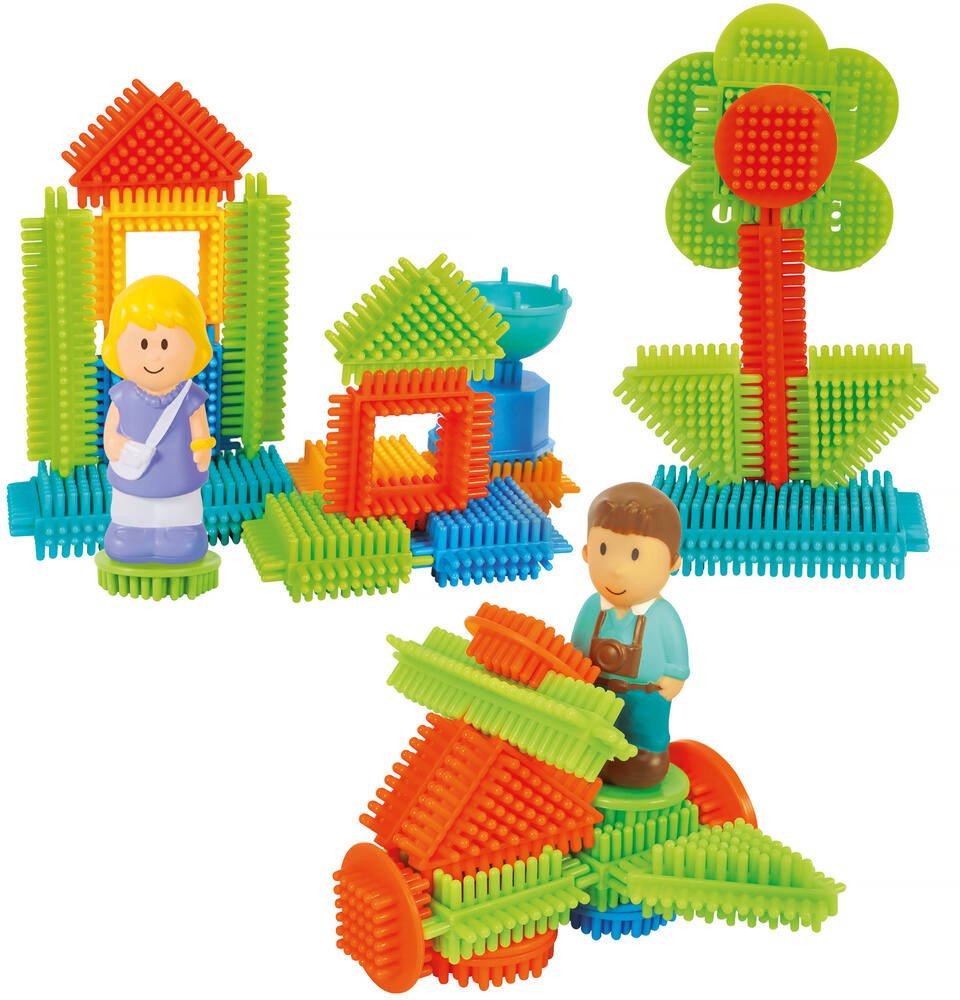 Bloko - 100 pieces a assembler - 2 figurines 3d famille, jouets 1er age
