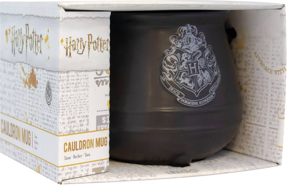 Tasse Harry Potter en forme de chaudron à l'effigie de Poudlard