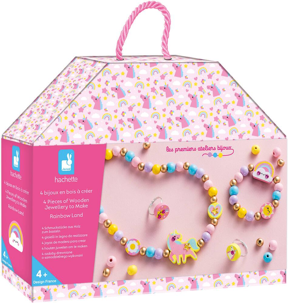 Set De 5 Bijoux Licorne En Bois Janod – Collier, Bracelet, Bague, 2 Barrettes, FSC, Dès 3 Ans, Look Féerique