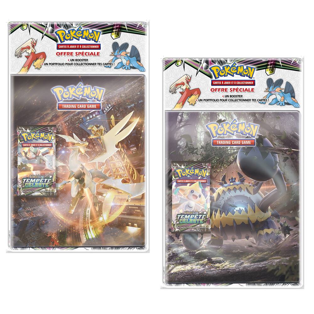 ASMODEE Pack cahier range cartes Pokemon + booster SL07 pas cher 