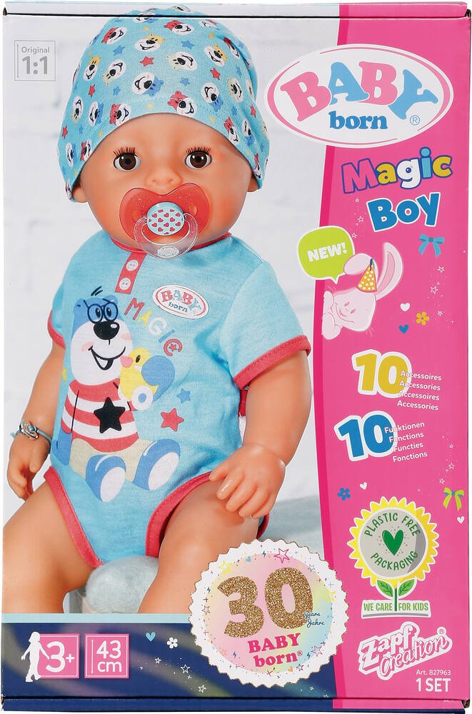 Baby Born Poupon Bebe Garcon 43 cm accessoires pot biberon tetine