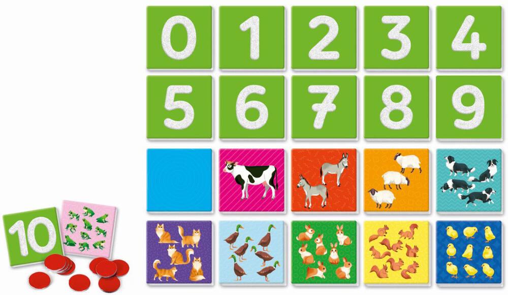 Headu – Je Compte Avec Les Chiffres En Relief – Montessori 2-6 Ans – Puzzles Tactiles + 45 Animaux – Fabriqué En Italie – Cadeau éducatif