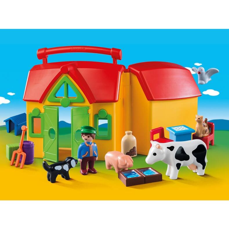Playmobil 123- Mini ferme transportable avec accessoires - Label Emmaüs