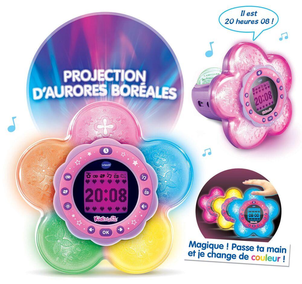 VTech KidiMagic Galaxy Light Rose – Réveil 9 En 1, Projecteur Aurores Boréales, Radio FM, Jeux, Dès 6 Ans