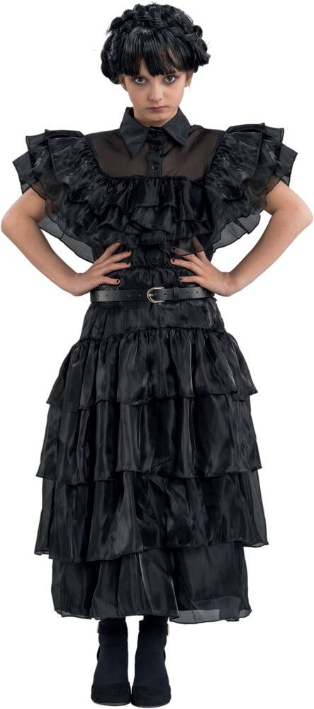 Déguisement de Mercredi ® Addams pour enfant - Robe de bal noire - Taille  au choix - Jour de Fête - Mercredi Addams - Films et Séries