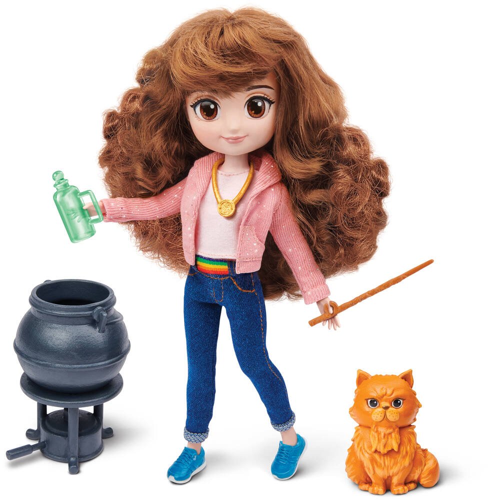 Wizarding World, Coffret cadeau poupée Brilliant Hermione Granger de 20,3  cm avec 5 accessoires et 2 tenues