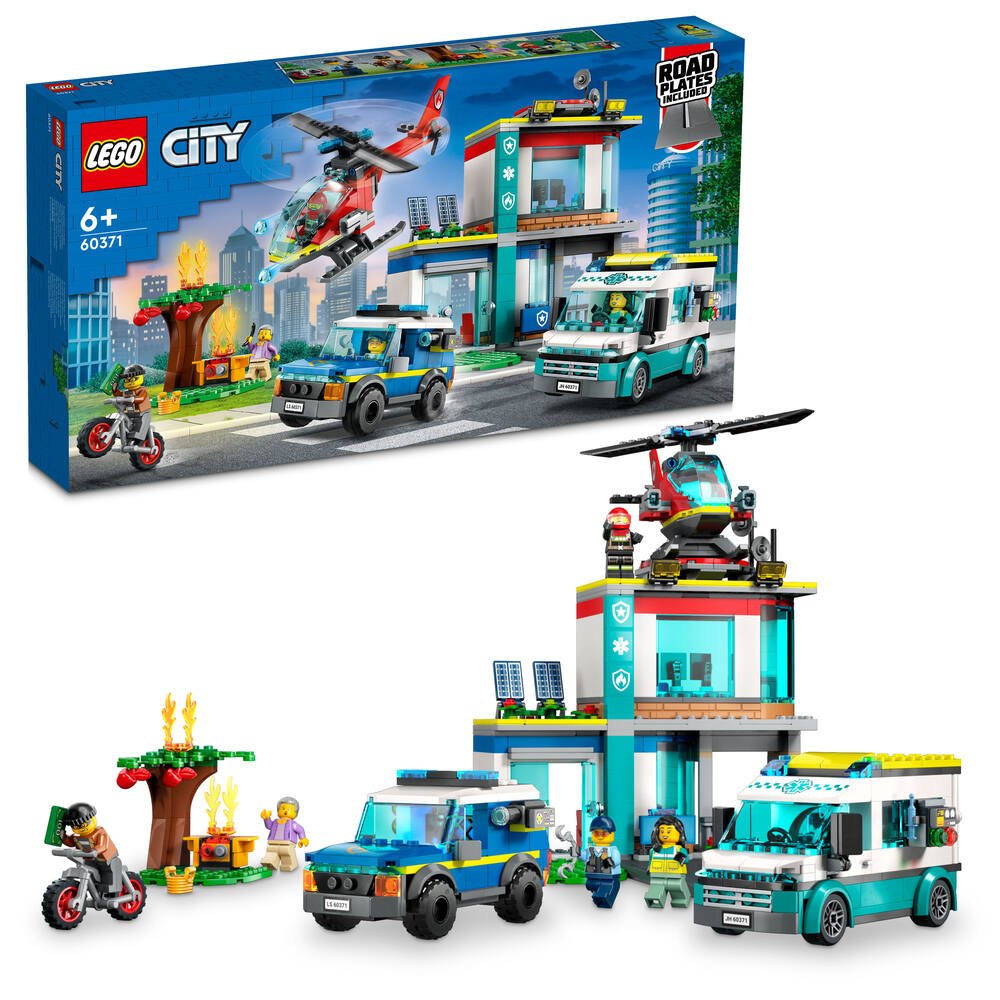 Lego®city 60371- le qg des vehicules d'urgence, jeux de constructions &  maquettes