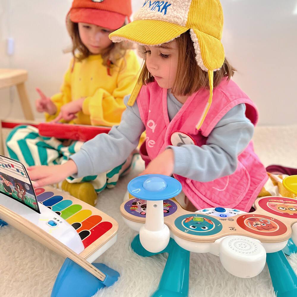 Colcolo Batterie Jouet Musicale Avec Tabouret – Apprentissage Précoce, Kit Jazz Rose, Pour Enfants Dès 3 Ans