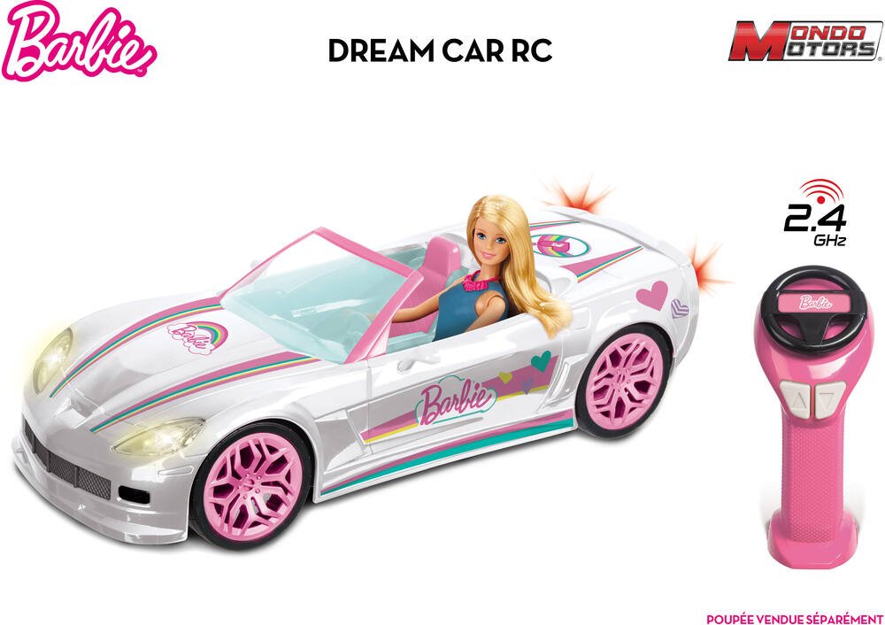 BLADEZ Toyz Barbie Dream Voiture télécommandée, Voiture Rose pour Enfants,  Pleine Fonction RC 2,4 GHz avec lumières, Compatible avec Deux poupées  Barbie, Jouet sous Licence : : Jeux et Jouets