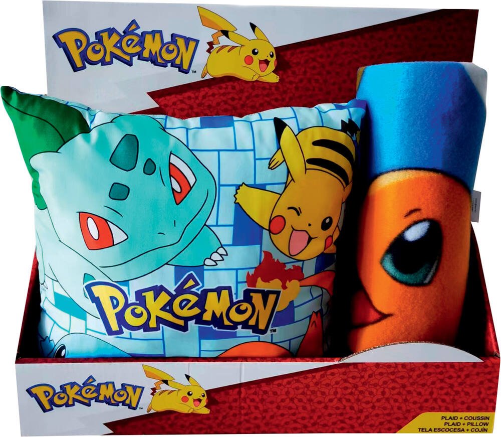 Pokemon set coussin 35cm + plaid 100 x 140 cm, chambre enfants