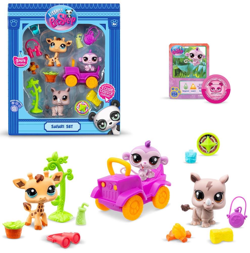 Littlest pet shop pack a theme 3 pets safari figurines joueclub