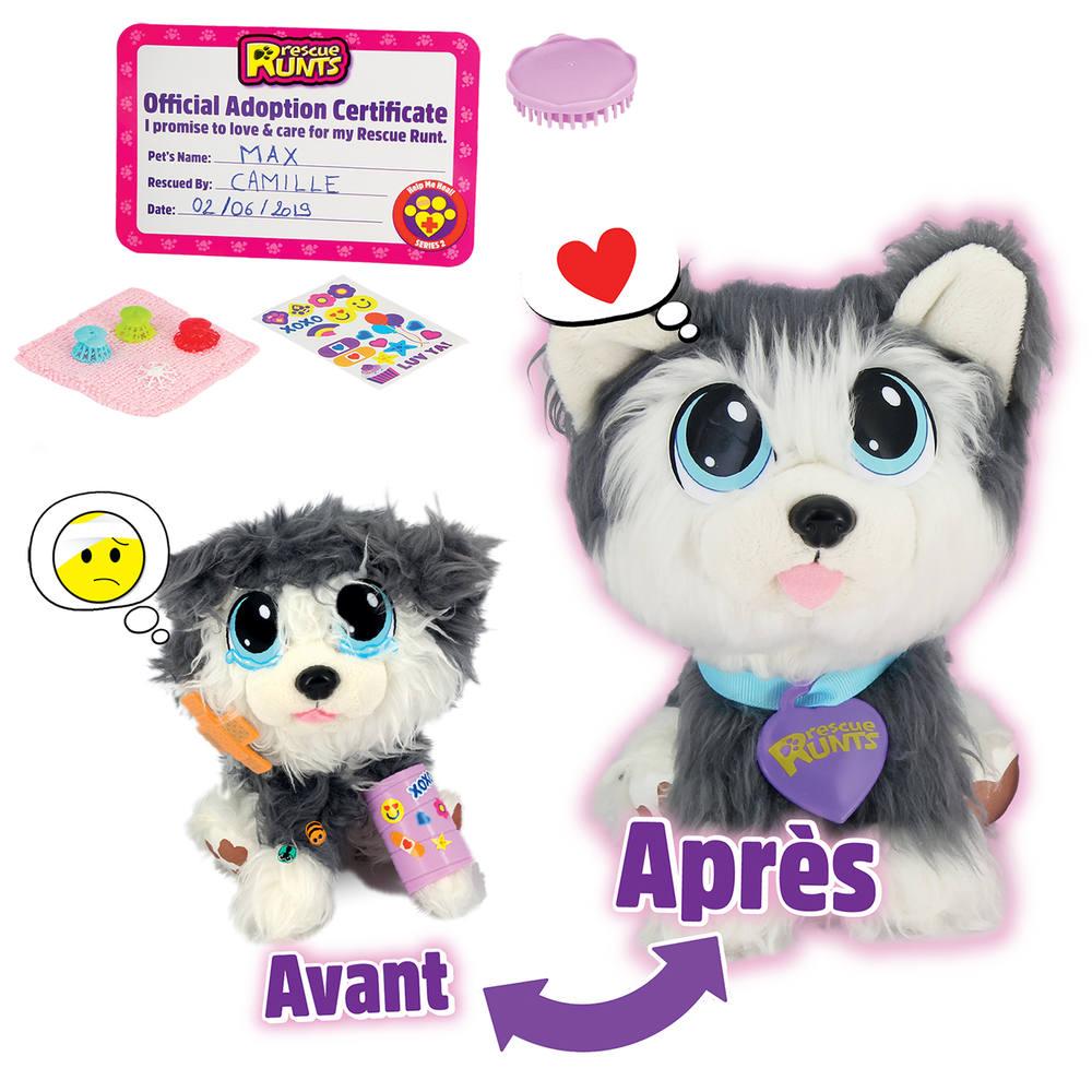 Peluche Rescue Runts Husky A Adopter