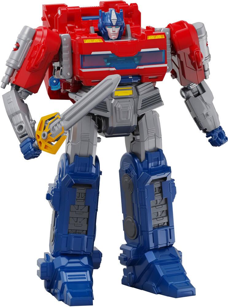 Transformers figurine power flip optimus prime 25 cm vehicules garages joueclub