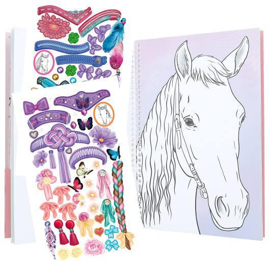 Depesche 12964 Miss Melody Create Your Horses Blaze - Libro para Colorear con 36 páginas para diseñar Diversos Motivos de Caballos, Carpeta de Anillas con 8 Hojas de Adhesivos