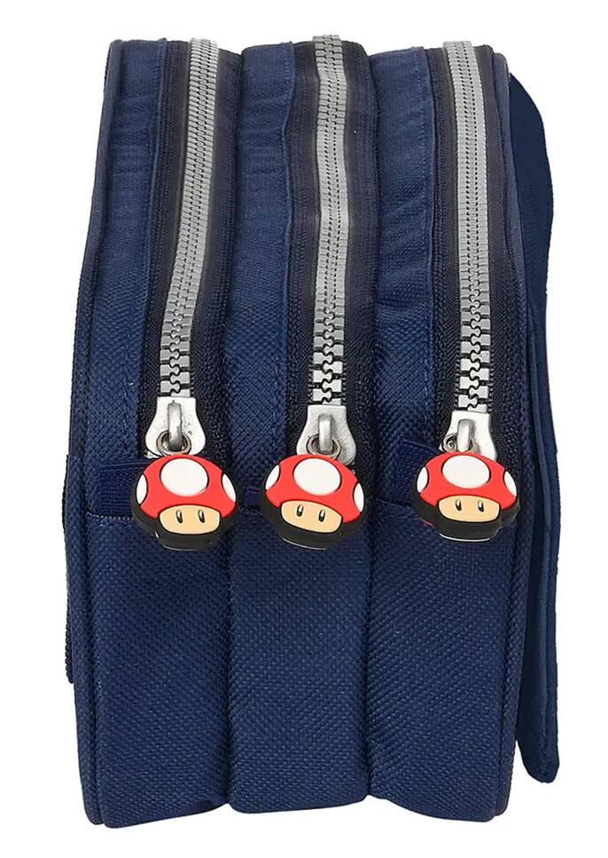Super Mario - Trousse D'école Officielle Super Mario, Trousse Ovale Avec Poche Intérieure, Séparateur Avec Passants élastiques Et Fermeture à Glissière Pratique, 22 X 7 X 9,5 Cm, Rouge Et Bleu, Rouge