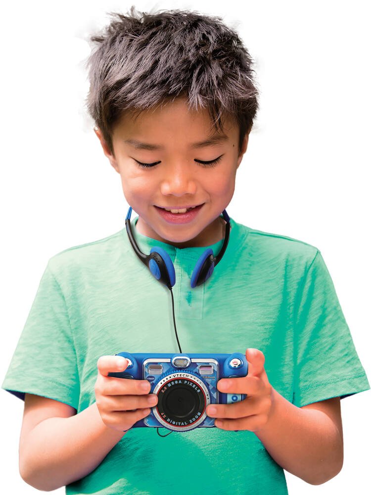 VTech - KidiZoom Duo DX Bleu, Appareil Photo Numérique Enfant 10 en 1,  Photo, Selfie, Vidéo, Écran Couleur, Lecteur MP3, Casque Audio, Cadeau  Enfant de 3 Ans à 12 Ans - Contenu