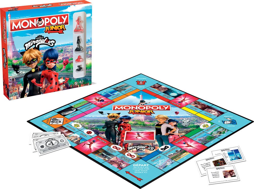 Miraculous - monopoly junior, jeux de societe