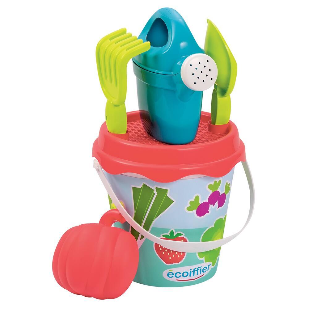 Seau Garni Pacifique 17 Cm – Jeu De Plage Écoiffier – Pelle, Rateau, Tamis, Arrosoir, Moule – Dès 18 Mois, Fabriqué En France