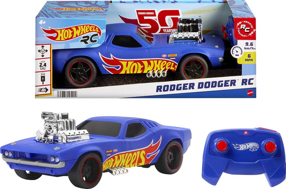 Hot wheels voiture radiocommandee rodger dodger 1 16 vehicules garages joueclub