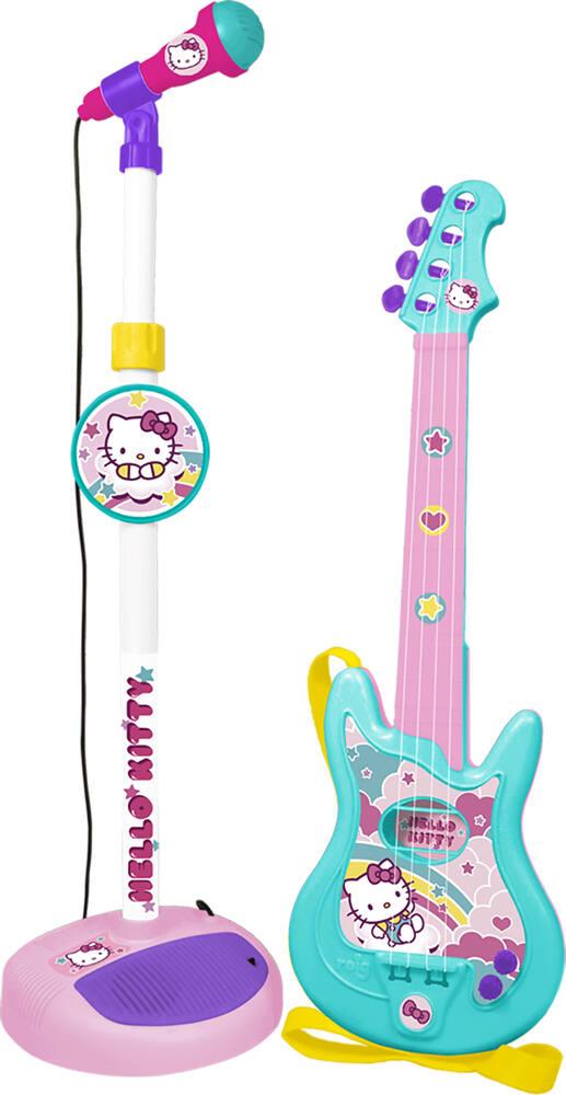 Ensemble De Guitare Électrique Et Microphone pour – Jouet De Guitare Musicale, Ensemble De Jeu De Guitaree De Microphone avec Musique Et De Microphoone Légers avec Support Réglable en
