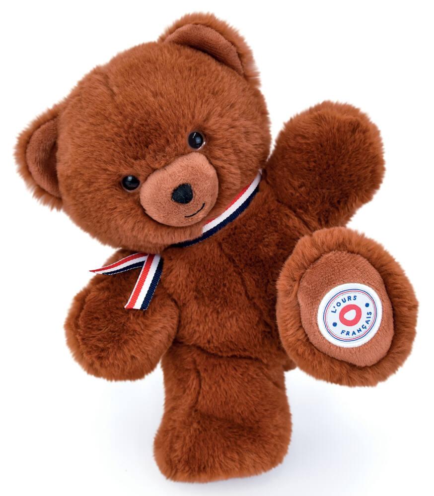 Peluche petit ours 25 cm cacao chaud peluche joueclub