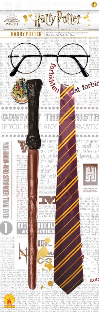 Déguisement Harry Potter cape + cravate + baguette + lunettes 11-13 ans  RUBIES