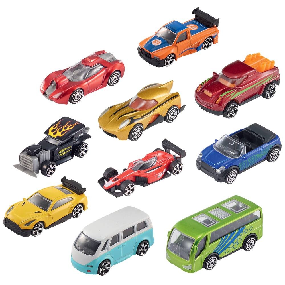 Coffret 10 véhicules pour enfant de petites voitures miniatures et Track  Builder Unlimited Propulseur de Virage