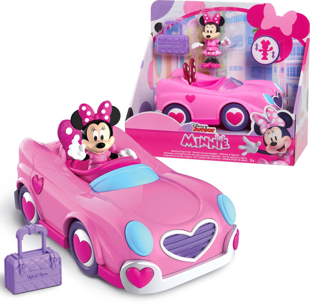 Minnie - vehicule et figurine 7,5 cm articulee - voiture