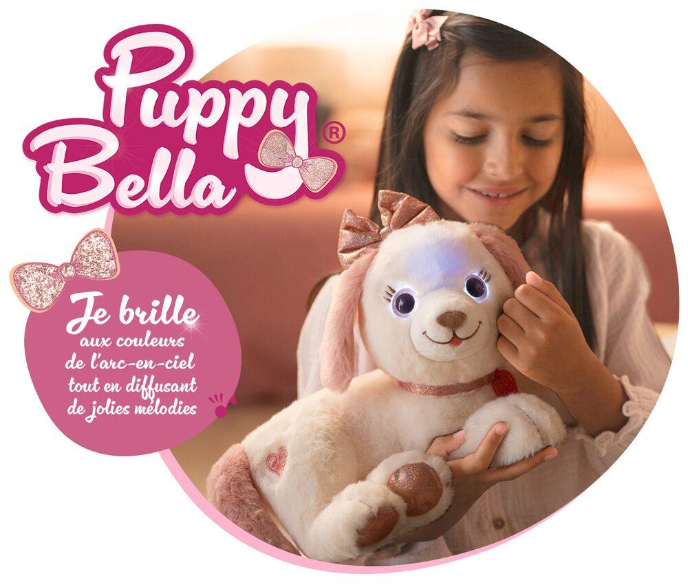 Gipsy Toys – Peluche Interactivo Puppy Bella 30 Cm Rosa Y Blanco – Perro Con Luces Arcoíris Y Melodías – Incluye Cepillo – Modo Silencioso – Regalo Perfecto