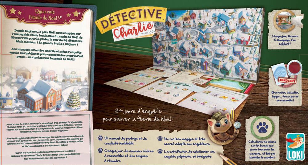 LOKI Detective Charlie Calendrier de l'Avent – 24 Énigmes de Noël à Mysterville, Enquête Quotidienne en Famille, Puzzles et Surprises – Version française