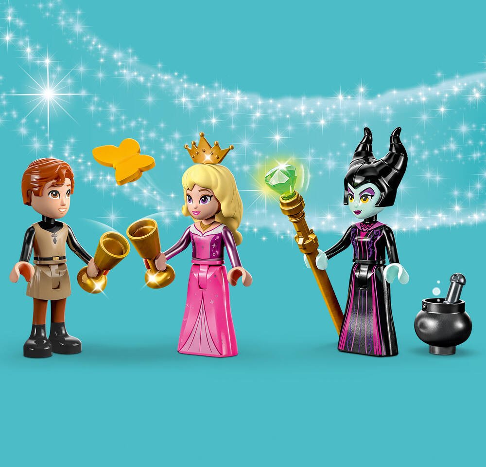 LEGO Disney Princess 43211 Le château d'Aurore, Jouet pour Filles et  Garçons 4 Ans, Figurines Belle au Bois Dormant, Prince Philippe et  Mini-Poupée Maléfique pas cher 