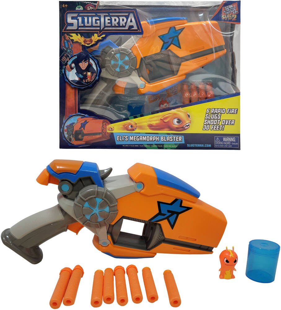 Slugterra - rapid fire blaster avec 6 projectiles, jeux exterieurs et  sports